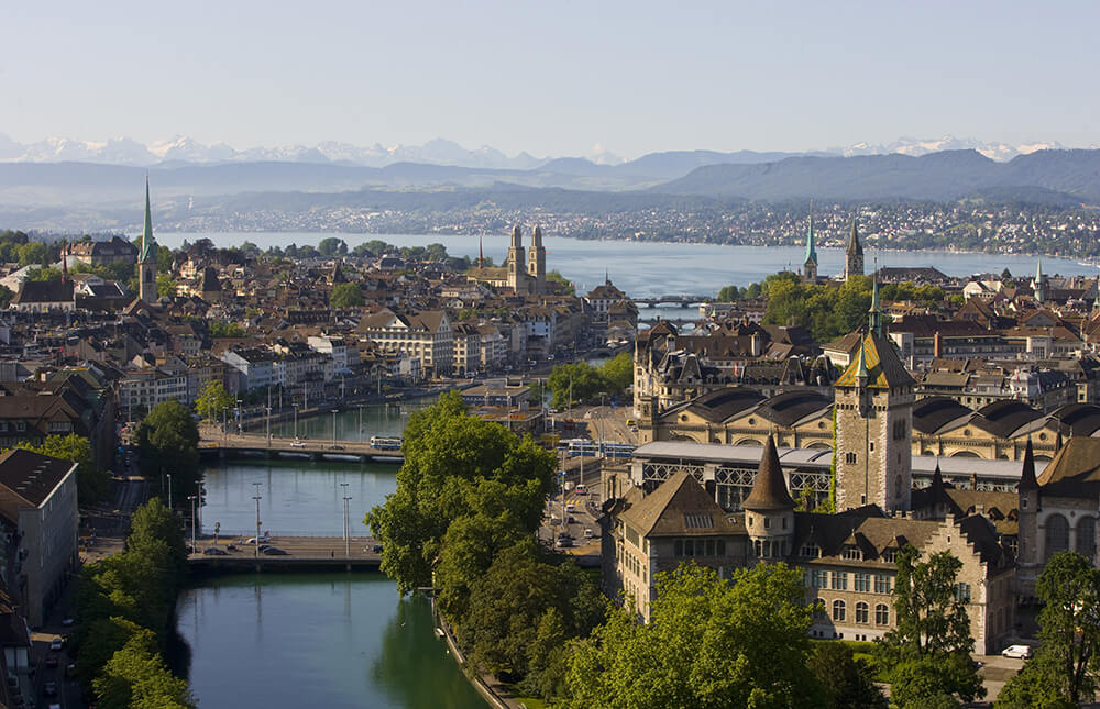 Stadt Zürich Panorama Aufnahme